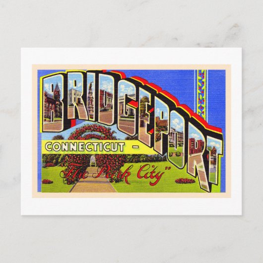ブリッジポートコネチカットCTラージレター葉書 ポストカード (正面)