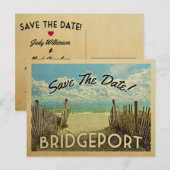 ブリッジポートビーチ保存日付ヴィンテージ 案内ポストカード (正面/裏面)