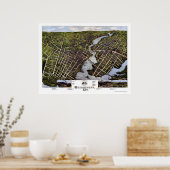 ブリッジポートCTパノラママップ – 1875 ポスター (キッチン)