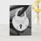 ブリッジ上のラブロッカー婚約グリーティングカード カード (黄色い花)