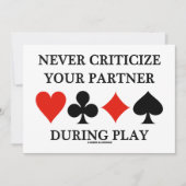 ブリッジ中にパートナーを決して遊批判しない 招待状 (正面)