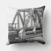 ブリッジ古いペンシラートモノクロブラック&ホワイト クッション (裏面)