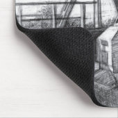 ブリッジ古いペンシラートモノクロブラック&ホワイト マウスパッド (コーナー)