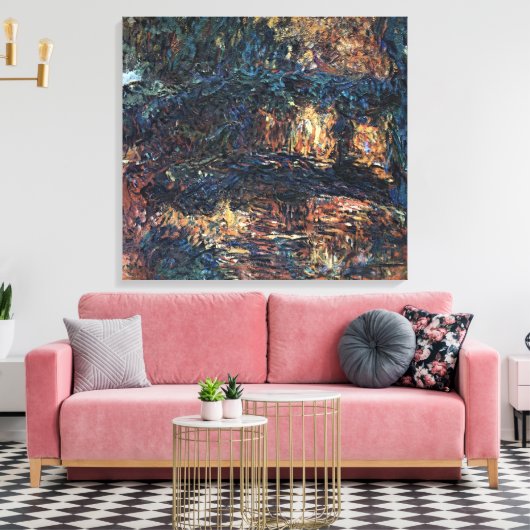 ブリッジ日本のバイクロードモネヴィンテージファインアート キャンバスプリント (インサイチュ (リビング))