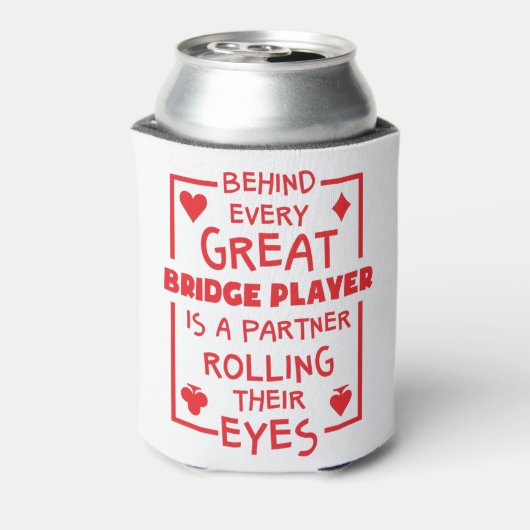 ブリッジ選手転がパートナーの目おもしろい 缶クーラー (缶裏面)