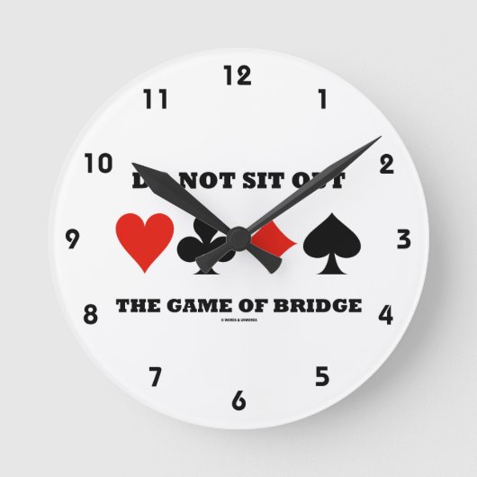 ブリッジ（カードスーツ）のゲームを外に座ってはいけない ラウンド壁時計 (正面)