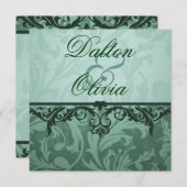 ブリッスフルブロケードセージフローラ結婚式招待状 招待状 (正面/裏面)