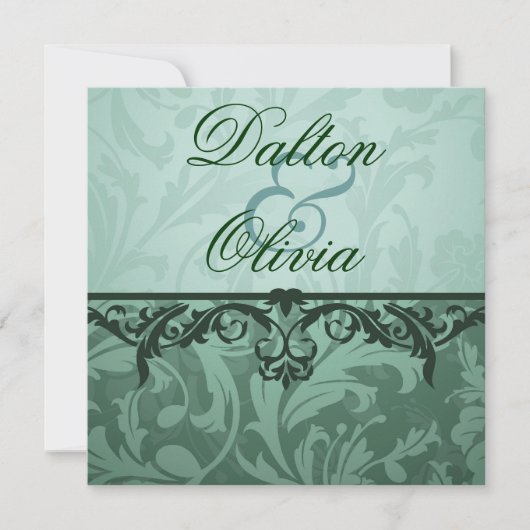 ブリッスフルブロケードセージフローラ結婚式招待状 招待状 (正面)