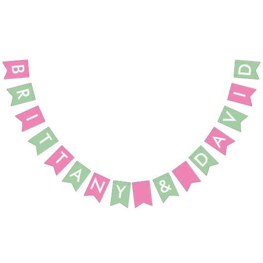 ブリッタニーおよびデイヴィッドのブライダルシャワーの旗 バンティングフラッグ (全)