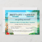 ブリッタニーのビーチのジャマイカの結婚式は砂の名前を得ます 招待状 (裏面)