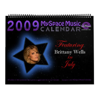 ブリッタニーの井戸を特色にする2009 MYSPACEMUSICCALENDAR カレンダー