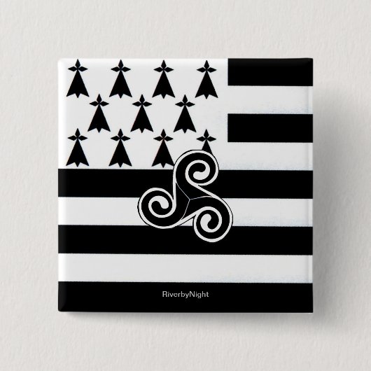 ブリッタニーの旗(ブルターニュ語) 缶バッジ (正面)