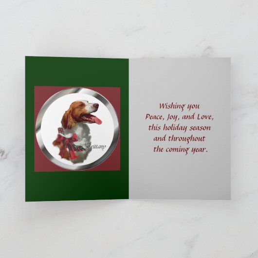 ブリッタニースパニエル犬のクリスマスカード シーズンカード (内部)
