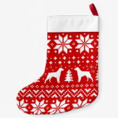 ブリッタニースパニエル犬犬は休日パターンのシルエットを描きます スモールクリスマスストッキング (裏面)