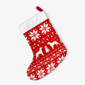 ブリッタニースパニエル犬犬は休日パターンのシルエットを描きます スモールクリスマスストッキング (裏面 (吊り時))