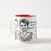 ブリッタニー及びアダムの結婚式の風刺漫画のマグ2014b ツートーンマグカップ (正面左)