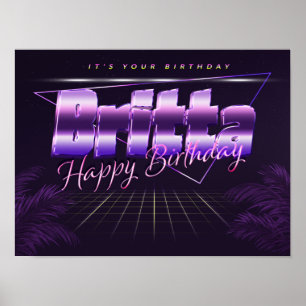 ブリッタ名Vorname lila retroポスターGeburtstag ポスター