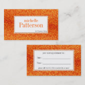 ブリットオレンジグリッターアポイントメント名刺 予約カード (正面/裏面)