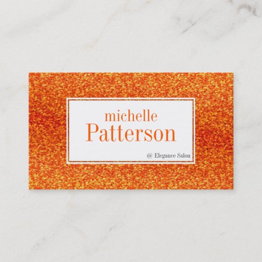 ブリットオレンジグリッターアポイントメント名刺 予約カード (正面)