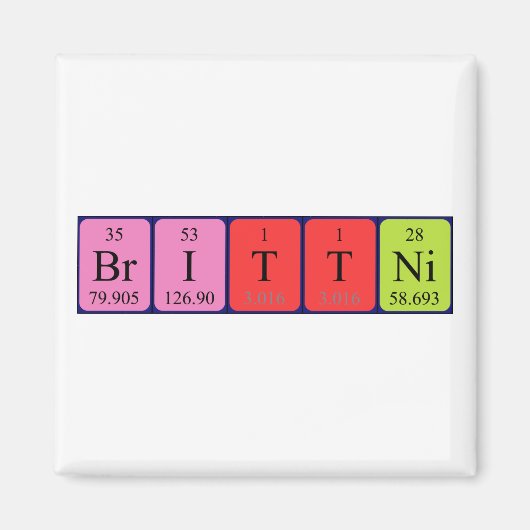 ブリットニ周期表名磁石 マグネット (正面)
