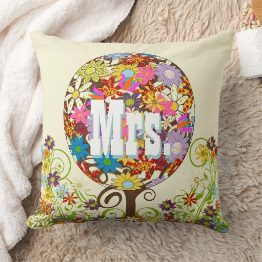 ブリッパーソナライズされたドサンゴとアクアフラワーツリー クッション (ブランケット)