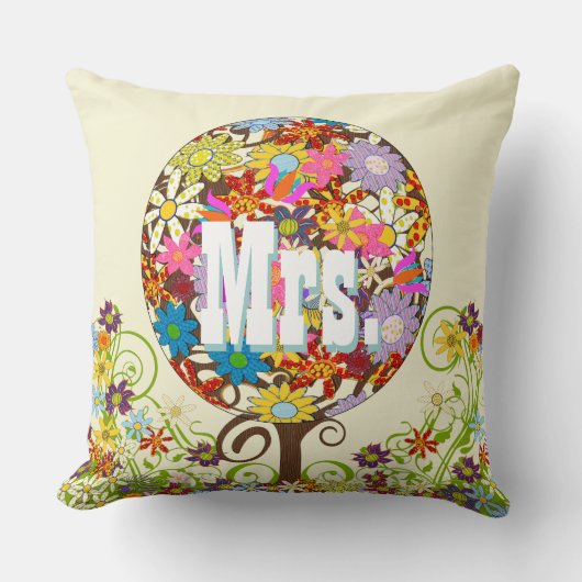 ブリッパーソナライズされたドサンゴとアクアフラワーツリー クッション (正面)