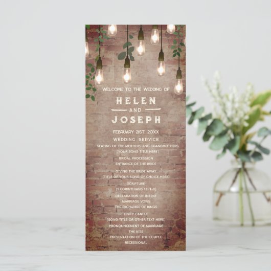 ブリッ素朴クヴィンテージ電球結婚の プログラム (スタンド正面)