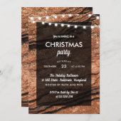 ブリッ素朴ク·クリスマス·パーティーの光の列 招待状 (正面/裏面)