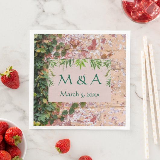 ブリッ絵を描クグリーンアイビー結婚のディナーナプキンス (インサイチュ)