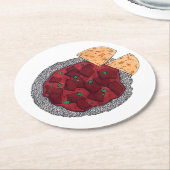 ブリティッシュインディアンテイクアウェイチキンティッカマサラ ラウンドペーパーコースター (アングル)