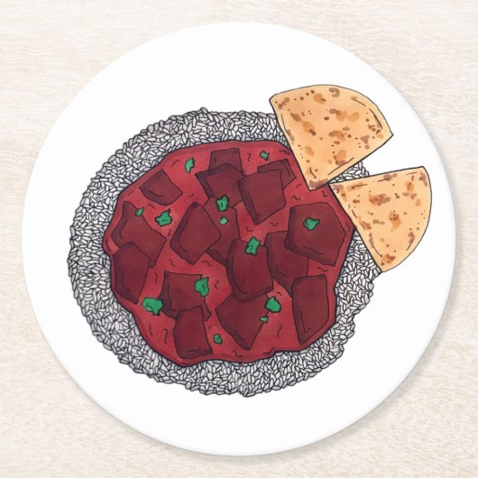 ブリティッシュインディアンテイクアウェイチキンティッカマサラ ラウンドペーパーコースター (正面)