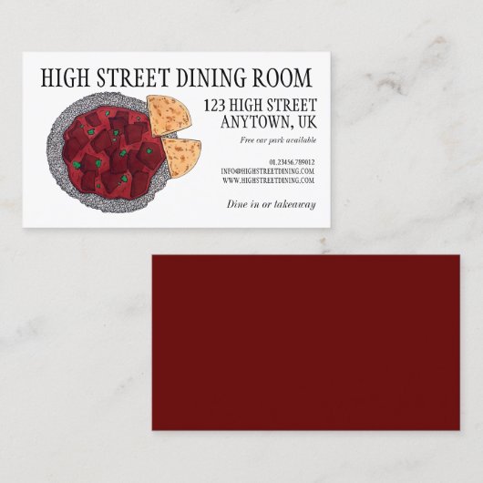 ブリティッシュインディアンテイクアウェイチキンティッカマサラ 名刺 (正面/裏面)