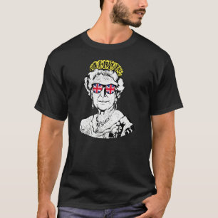 ブリティッシュクイーンサングラスクラウンユニオンジャックミーム Tシャツ