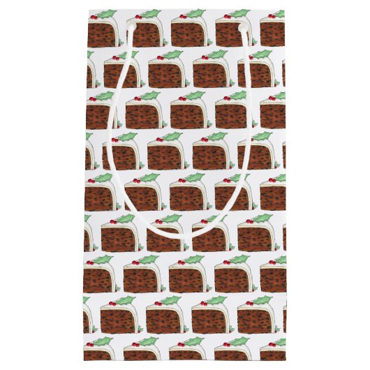 ブリティッシュクリスマスケーキスライスフェスティバルホリデーパーティー スモールペーパーバッグ (正面)