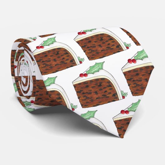 ブリティッシュクリスマスケーキスライスフェスティバルホリデーパーティー ネクタイ (ロール)