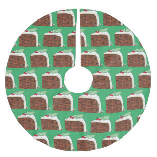 ブリティッシュクリスマスケーキスライスフェスティバルホリデーフード ブラッシュドポリエステルツリースカート