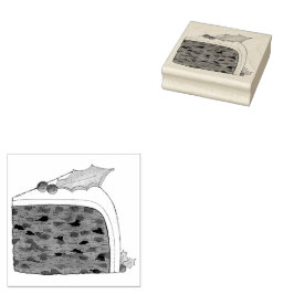 ブリティッシュクリスマスケーキスライスフェスティバルホリデーフード ラバースタンプ