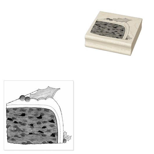 ブリティッシュクリスマスケーキスライスフェスティバルホリデーフード ラバースタンプ (押印)