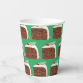 ブリティッシュクリスマスケーキスライスフェスティバルホリデーフード 紙コップ (裏面)