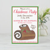 ブリティッシュクリスマスケーキユール（キリスト降誕祭）ログホリデーパーティー 招待状 (スタンド正面)