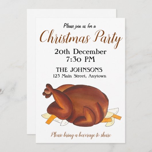 ブリティッシュクリスマスディナートルコフェスティバルパーティー 招待状 (正面/裏面)