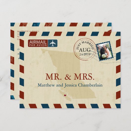 ブリティッシュコロンビアエアメール | 結婚感謝 ポストカード (正面/裏面)
