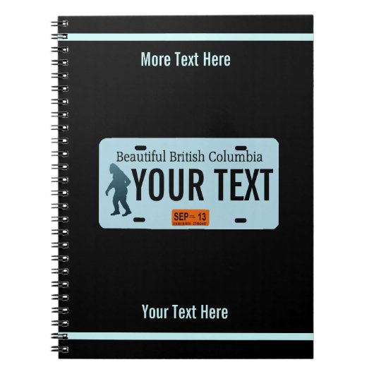 ブリティッシュコロンビアサスカッチライセンスプレート ノートブック (正面)