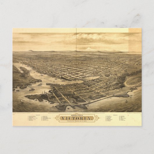 ブリティッシュコロンビア州ビクトリアの鳥瞰図 ポストカード (正面)