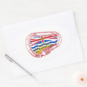 ブリティッシュコロンビア州旗登山カラビナー 楕円形シール (封筒)