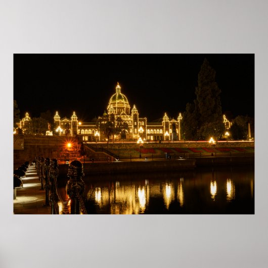 ブリティッシュコロンビア議会建物アットナイト ポスター (正面)