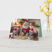 ブリティッシュショートヘアのクリスマスクッキーカード カード (黄色い花)