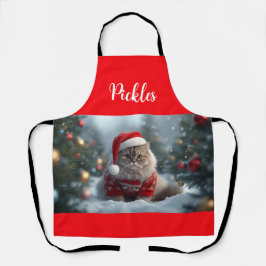 ブリティッシュショートヘアの猫のクリスマスパーソナライズデザイン エプロン