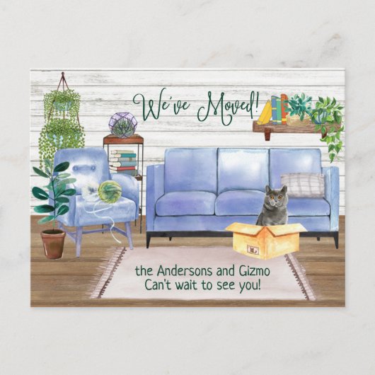 ブリティッシュショートヘアキャットコージーニューホームアドレス 案内ポストカード (正面)