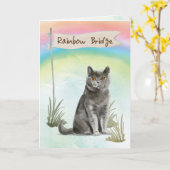 ブリティッシュショートヘアキャットペット悔やみや弔慰オーバーレインボー カード (黄色い花)